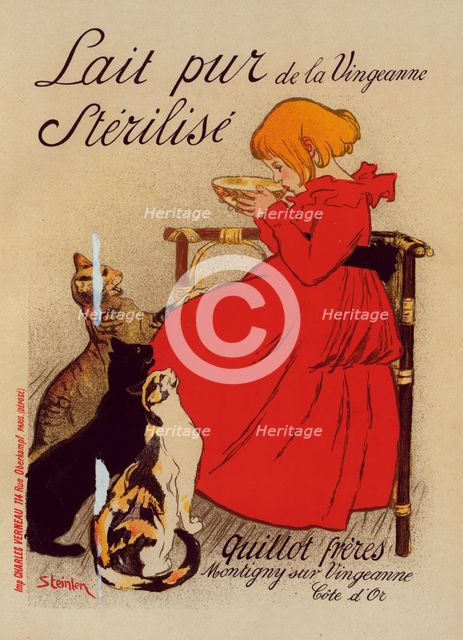 Affiche pour le "Lait pur stérilisé de la Vingeanne"., c1897. Creator: Theophile Alexandre Steinlen.