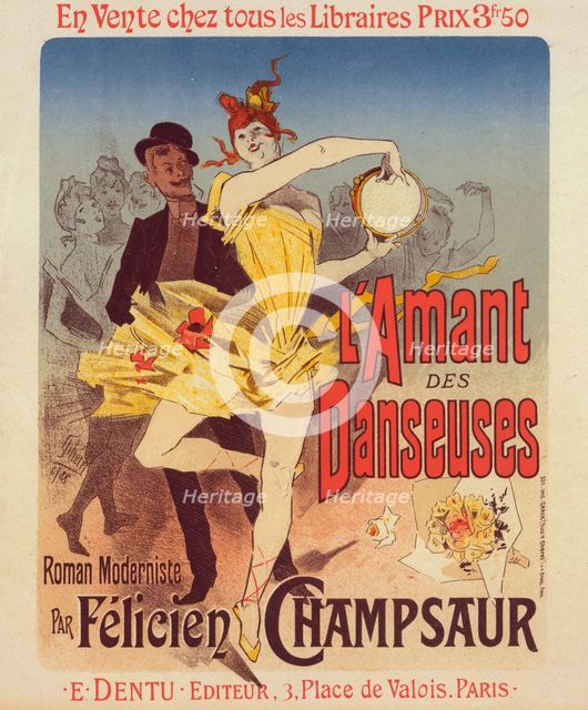 Affiche pour le roman "l'Amant des Danseuses", par M. Félicien Champsaur., c1896. Creator: Jules Cheret.