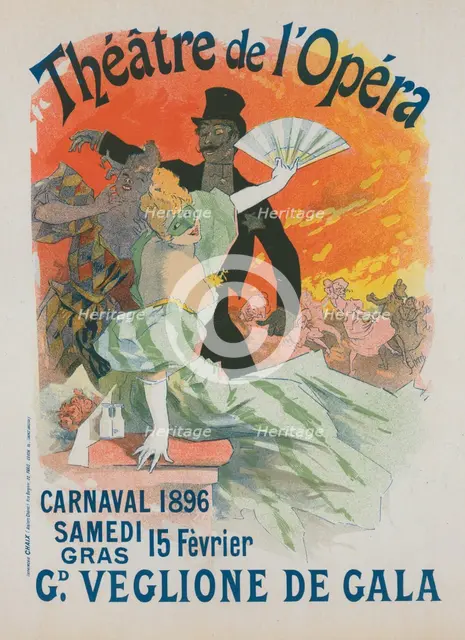 Affiche pour le théâtre de l'Opéra, "Carnaval 1896. Grand Veglione de Gala"., c1896. Creator: Jules Cheret.