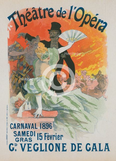 Affiche pour le théâtre de l'Opéra, "Carnaval 1896. Grand Veglione de Gala"., c1896. Creator: Jules Cheret.