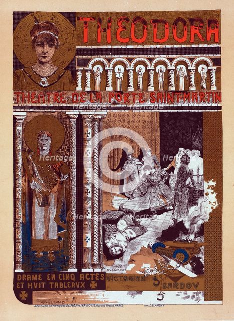 Affiche pour le théâtre de la Porte-Saint-Martin, "Théodora"., c1900. Creator: Manuel Orazi.