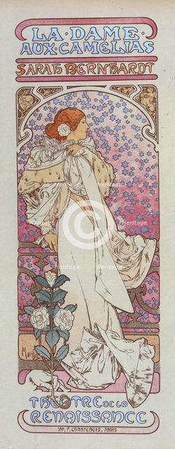 Affiche pour le Théâtre de la Renaissance, "la Dame aux Camélias"., c1898. Creator: Alphonse Mucha.