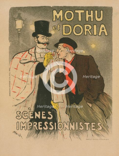 Affiche pour les Scènes impressionistes, "Mothu et Doria"., c1896. Creator: Theophile Alexandre Steinlen.