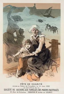 Affiche pour une fête de charité au bénéfice de la "Société de Secours aux Familles des..., c1897. Creator: Jules Cheret