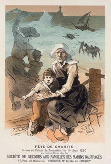Affiche pour une fête de charité au bénéfice de la "Société de Secours aux Familles des..., c1897. Creator: Jules Cheret