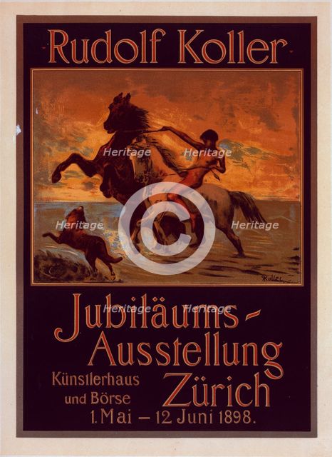 Affiche suisse pour "Jubiläums Ausstellung". Exposition d'un jubilé artistique à Zurich, c1899. Creator: Rudolf Koller.