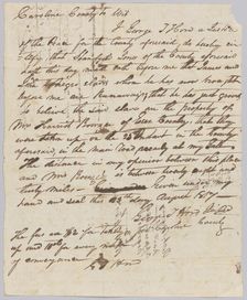 Affidavit of apprehension of James and John, property of Harriot Rouzee, August 23, 1817. Creator: Unknown