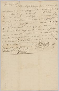 Affidavit of apprehension of Moses, property of Edward Rouzee, April 2, 1830. Creator: Unknown