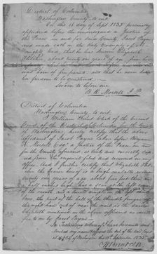 Affidavit certifying that Elizabeth Fletcher is a free woman, 1835-09-15. Creator: Unknown