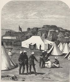 Afghan-British War, British military camp in Kabul, near the pass of Khiyber, drawing by Major Ca…