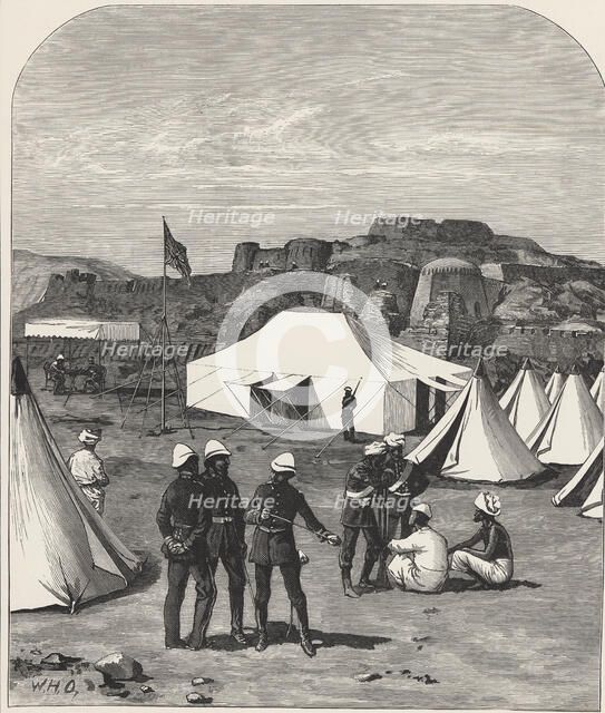 Afghan-British War, British military camp in Kabul, near the pass of Khiyber, drawing by Major Ca…