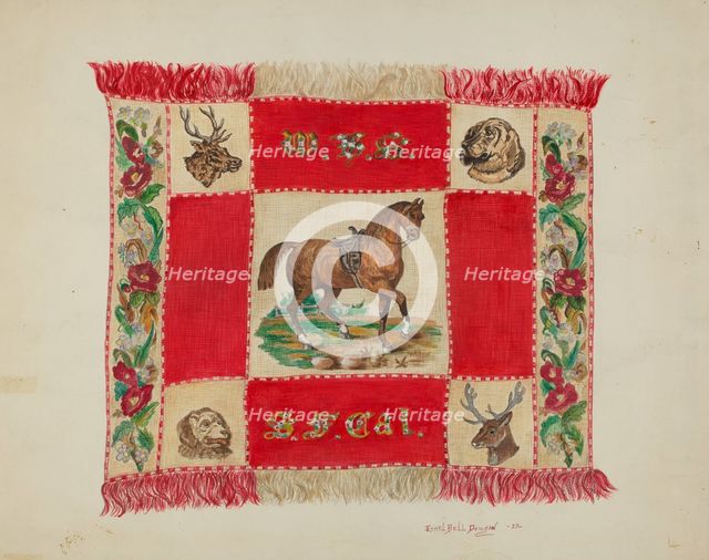 Afghan (detail), c. 1937. Creator: Ethel Dougan.