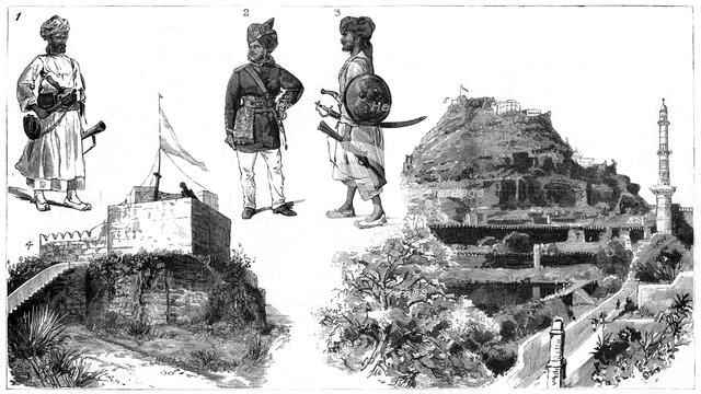 Afghans and images of Hyderabad, Central India, 1888. Artist: Unknown
