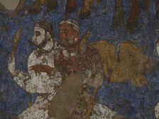 Afrasiab murals: West wall: Ambassadors (Detail) , 7th century. Creator: Sogdian Art