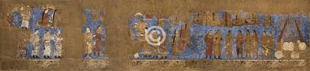 Afrasiab murals: West wall: Ambassadors from various countries, Between 648 and 651. Creator: Sogdian Art.