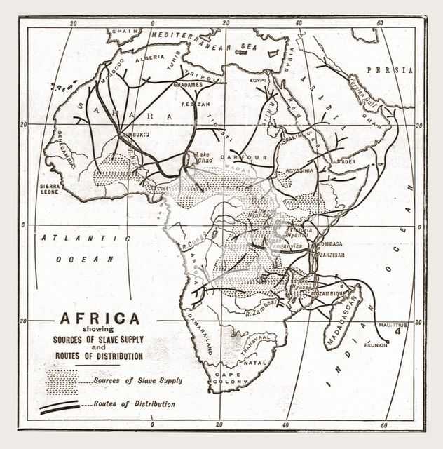 ''Africa showing souces of Slave Supply', 1888. Creator: Unknown.