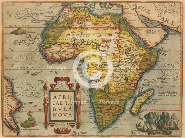 Africae Tabula Nova. From Theatrum Orbis Terrarum, 1572. Creator: Ortelius, Abraham (1527-1598).