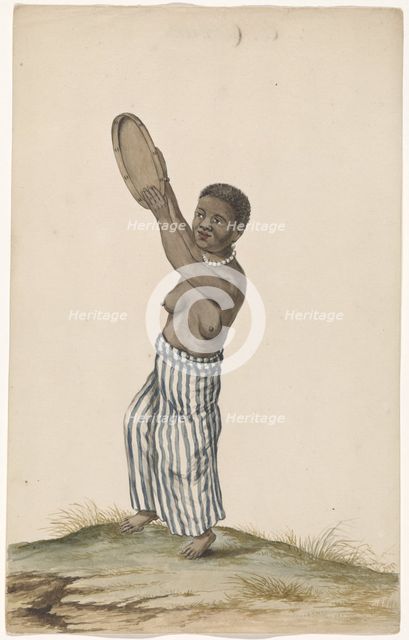 African woman with hand drum, c.1675-c.1725. Creator: Anon.