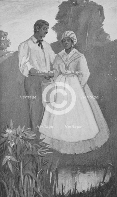 African American couple holding a pail, 1905. Creator: Unknown.