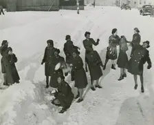 African American members of the Women's Army Corps standing in the snow and..., New York, 1946. Creator: Unknown