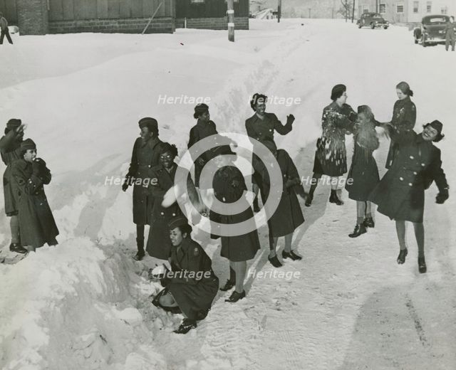 African American members of the Women's Army Corps standing in the snow and..., New York, 1946. Creator: Unknown.
