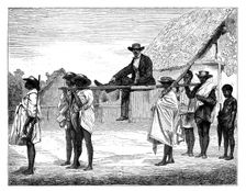 African natives carrying a white man, Africa, 19th century.Artist: Gerome Staal
