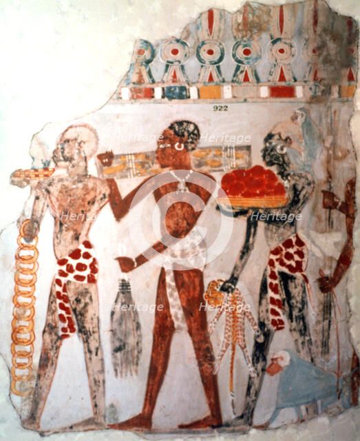 Africans bearing gold and other items, c1400 BC. Artist: Unknown