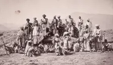 Afridi Picket near Jumrood, Khyber and Rotass in distance, c1879. Creator: John Burke