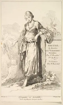 Afriquaine en deshabillé, from Recueil de diverses fig.res étrangeres Inventées pa..., 18th century. Creator: Simon François Ravenet