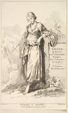 Afriquaine en deshabillé, from Recueil de diverses fig.res étrangeres Inventées pa..., 18th century. Creator: Simon François Ravenet