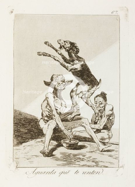 Aguarda que te unten.; Los Caprichos, pl.67, 1799. Creator: Francisco Goya.