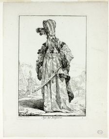 Aga des Janissaires, plate one from Caravanne du Sultan à la Mecque, 1748. Creator: Joseph-Marie Vien the Elder
