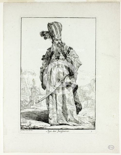 Aga des Janissaires, plate one from Caravanne du Sultan à la Mecque, 1748. Creator: Joseph-Marie Vien the Elder.