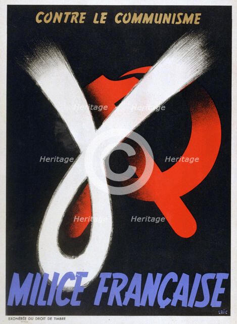 'Against Communism', poster for the French Milice, 1943-1944. Artist: Unknown