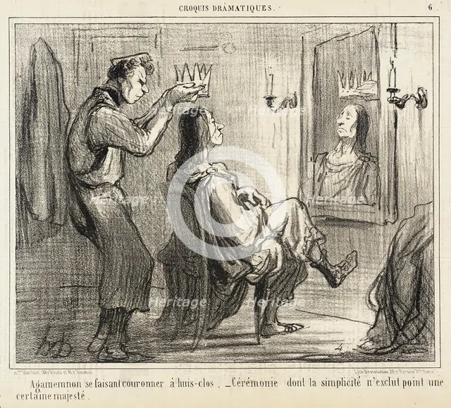 Agamemnon se faisant couronner à huis-clos, 1856. Creator: Honore Daumier.