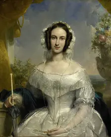 Agatha Petronella Hartsen (1814-1878) wearing her wedding dress..., 17 March 1841, (1841). Creator: Jan Willem Pieneman