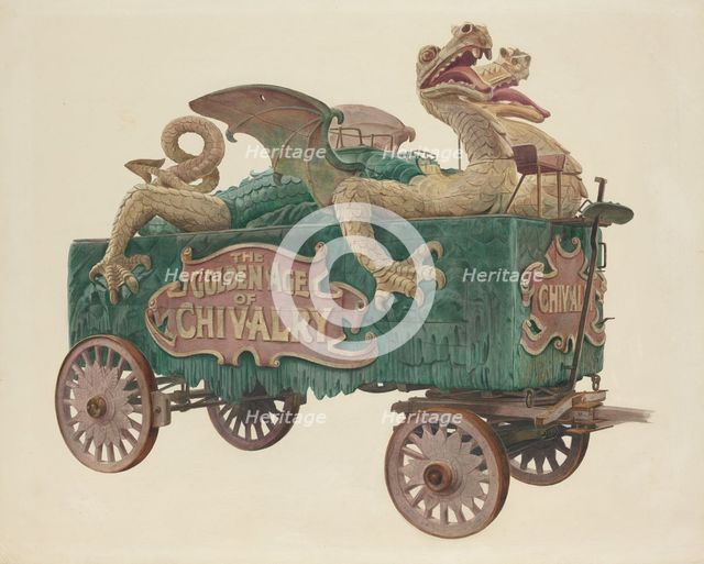 Age of Chivalry Circus Wagon, c. 1938. Creator: Howard Weld.