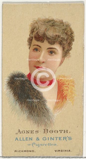 Agnes Booth, from World's Beauties, Series 2 (N27) for Allen & Ginter Cigarettes, 1888., 1888. Creator: Allen & Ginter.