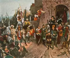 Agnes von Rosenberg surrenders her father's castle to the Hussites, 1426, (1936). Creator: Unknown