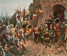 Agnes von Rosenberg surrenders her father's castle to the Hussites, 1426, (1936). Creator: Unknown