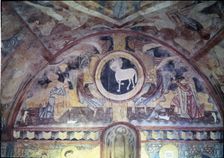 Agnus Dei, mural paintings from the Vera Cruz Hermitage in Maderuelo, 17th century. Creator: Unknown