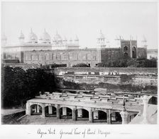 Agra Fort, Genral View of Pearl Mosque, Late 1860s. Creator: Samuel Bourne