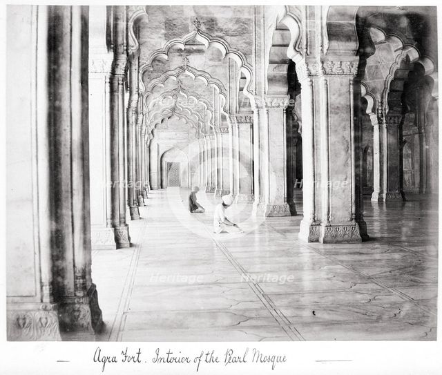 Agra Fort, Interior of the Pearl Mosque, Late 1860s. Creator: Samuel Bourne.