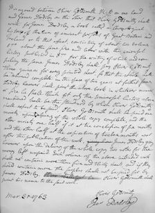 Agreement by Oliver Goldsmith to write for James Dodsley, 31st March 1763. 1899. Artist: Oliver Goldsmith