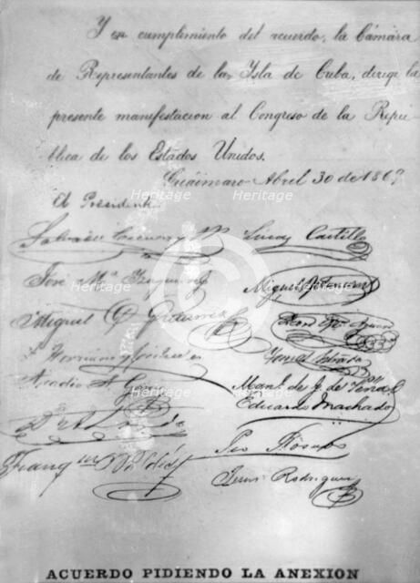 Agreement calling for the annexion, (1869), 1920s. Artist: Unknown