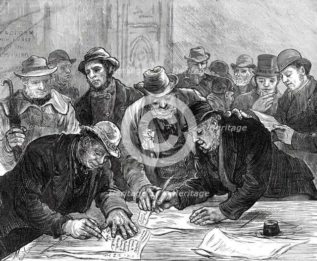 Agricultural Labourers' Union at the Memorial Hall, Farringdon-Street...1876. Creator: Unknown.