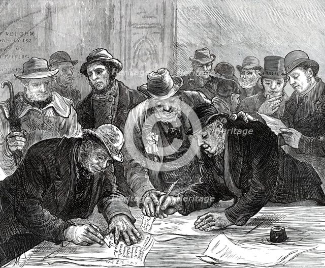 Agricultural Labourers' Union at the Memorial Hall, Farringdon-Street...1876. Creator: Unknown.