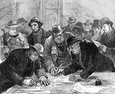 Agricultural Labourers Union at the Memorial Hall, Farringdon-Street...1876. Creator: Unknown