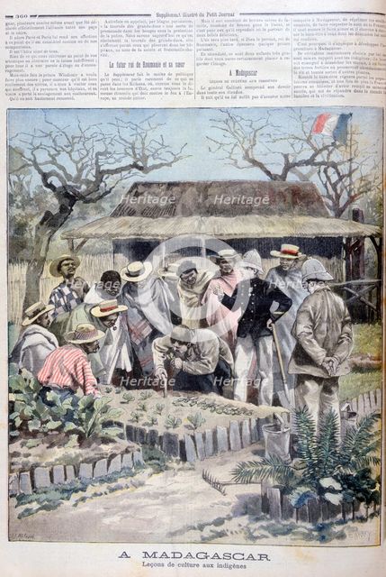 Agricultural lesson for the indigenous people of Madagascar, 1897. Creator: F Meaulle.