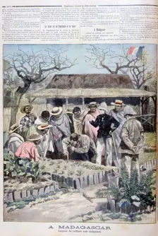 Agricultural lesson for the indigenous people of Madagascar, 1897. Creator: F Meaulle